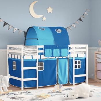 Cama alta para niños con túnel de madera de pino azul 90x200 cm Vidaxl