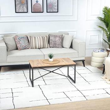 Surya Prague Modern Boho Short Pile Rectangular Area Rug, Ivory/Gray, 160x213 cm