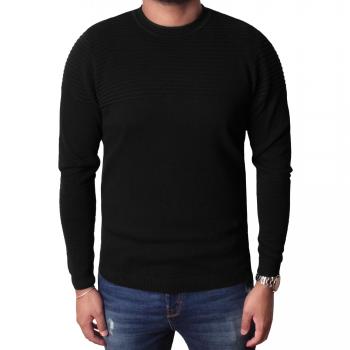 Hombres Disidente Saltador Pull-over Cuello redondo Onda Prendas de punto Casual Moda NESTON,negro,L