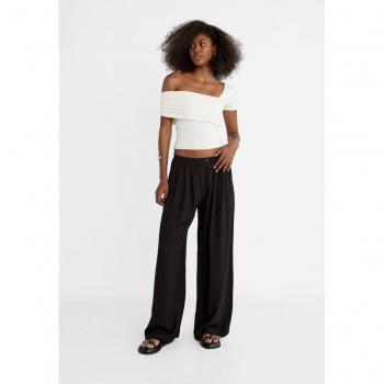 Stradivarius Textured Flowing Palazzo Trousers in Black