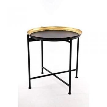 Mesa Auxiliar Hierro Industrial Dorado Negro 60.5 x 62