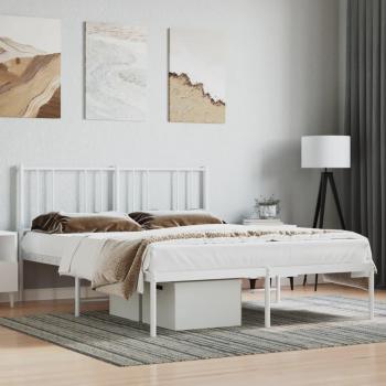 Cama con cabecero de metal blanco 140x190 cm