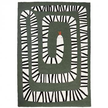 Alfombra de lana rectangular verde con motivo de serpiente 160 x 230 cm Okapi