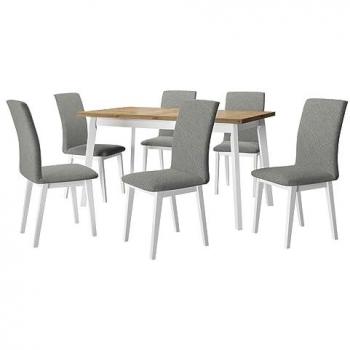Conjunto de comedor Victorville 321, Negro, 140x80x75cm, Estilo Hygge, Capacidad para 6 personas