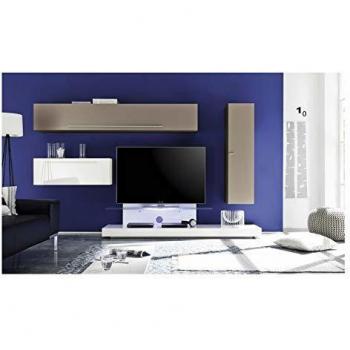 Conjunto Mueble TV Spoleto Blanco Lacado y Perlo 290 cm