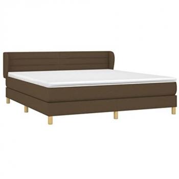 Cama box spring con colchón de tela marrón oscuro 160x200 cm