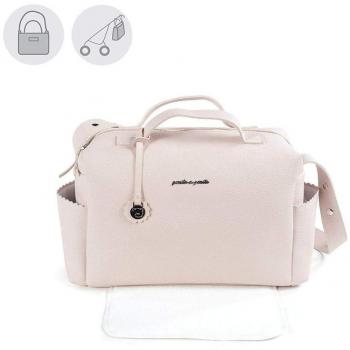 Pasito a Pasito. Bolsa para Carro de Bebé Biscuit. Bolsa Canastilla con Cambiador. Práctica y Espaciosa, Fabricada en Eco-leather tipo vacuno, Color Rosa. Medidas 42 x 25 x 16 cm.