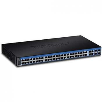 TRENDnet 52-Port Gigabit Web Smart Switch, 48 Gigabit RJ-45 Ports, 4 Shared Gigabit Ports