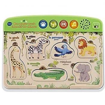 Puzzle Interactivo de Madera Vtech Baby - Animales Educativos para Bebés, 6 Piezas, Certificado FSC