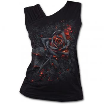 Spiral Burnt Rose Top Mujer Negro S