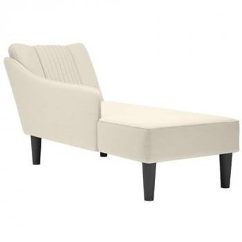 Chaise Longue Día y Noche con Reposabrazos Derecho en Terciopelo Crema