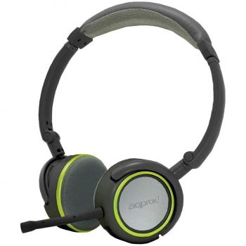 Approx APPHS05GP Auriculares stereo Hi-Fi Multimedia con micrófono desmontable, negro y verde