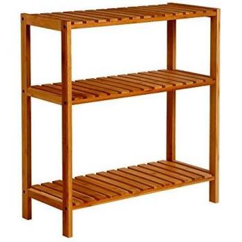 Estantería de bambú natural de 3 estantes, versátil como organizador de baño, librería o zapatero, 60x26x66 cm