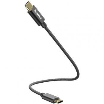 Cable de carga USB-C a USB-C 0,2 m Negro Nylon