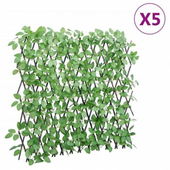 Enrejado expansible de hiedra artificial verde 5 uds - Dimensiones: 180 x 30 cm, 180 x 65 cm - Perfecto para plantas y animales, múltiples usos como malla para ventilación, seguridad,