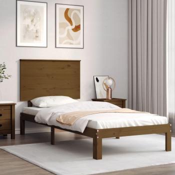 Cama con Cabecero de Madera Maciza Marrón Miel 100x200 cm