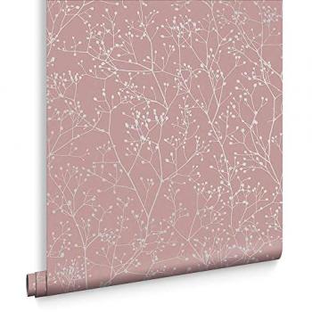 Clarissa Hulse Gypsophila Metallic Floral Wallpaper Pink/Silver 1,000cm L X 52cm W