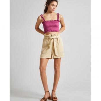 Short de mujer paper bag con bolsillos de parche frontales