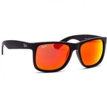 Ray-Ban Justin RB4165 622/6Q Matte Black Frame with Red Mirror Lens Sunglasses 54mm Large