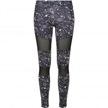 Urban Classics Women's Tech Mesh AOP Leggings Black Universe
