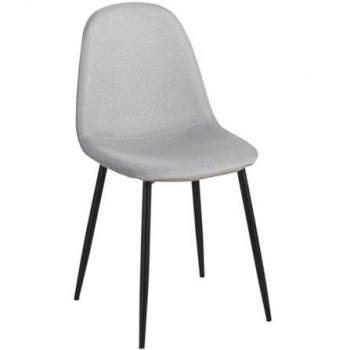 Silla de Comedor Teok Black Tela - Gris Claro