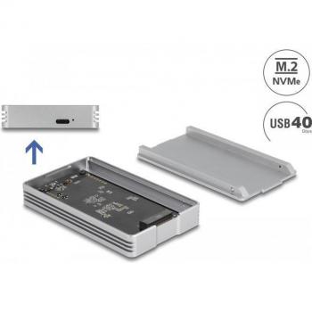 Caja externa USB 4.0 para SSD M.2 NVMe 40 Gbps - DeLock Plata