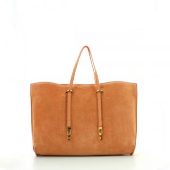 Coccinelle Iggy Suede shopping bag leither chamois grapefruit