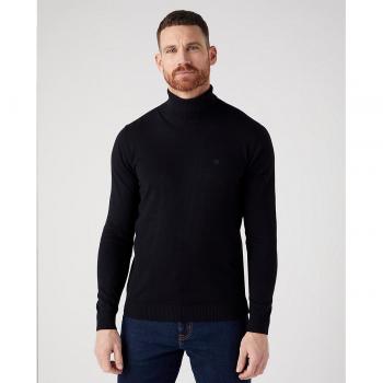 Wrangler Jersey de hombre de corte regular y cuello alto en negro con punto y cuello vuelto