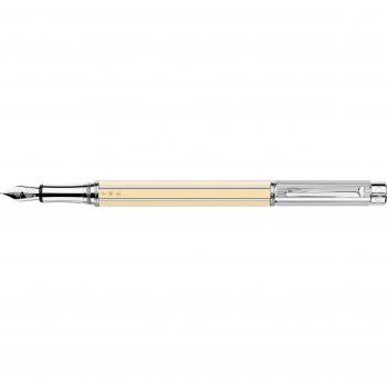Pluma caran varius laca china ivory placada rodio plumin oro 18k rodiado con estuche plumin medio