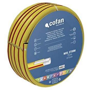 Manguera de Riego PVC Amarilla Modelo Storm 3 Capas Trenzadas Ø15x50 m