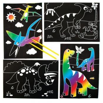 Escenas de dinosaurios para rascar que los niños pueden diseñar, crear y exhibir - Kit de manualidades creativas para niños