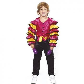 Disfraz de Rumbero fucsia con volantes para niño