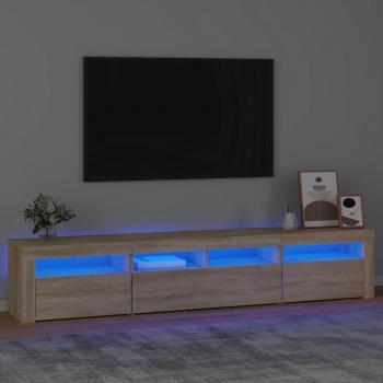vidaXL Mueble de TV con luces LED 210x35x40 cm, color roble Sonoma, Mueble de salón, Mueble para televisor, Mesa de TV