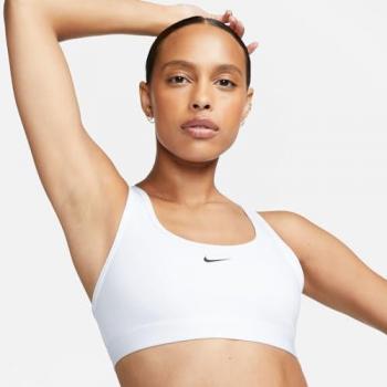 Nike Swoosh Light Support Sujetador Deportivo Sin Acolchado - Mujer - Blanco - Tamaño XL