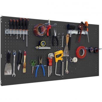 Panel de herramientas Simonrack con tornillos, 22 ganchos y 8 accesorios Panelclick, medidas 1500x600 mm, color antracita