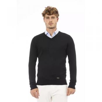 Baldinini Trend Black Modal V-neck Sweater for Men, Size L