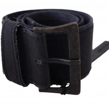Ermanno Scervino Black Leather Wide Buckle Waist Luxury Belt - 70 cm / 28 Inches