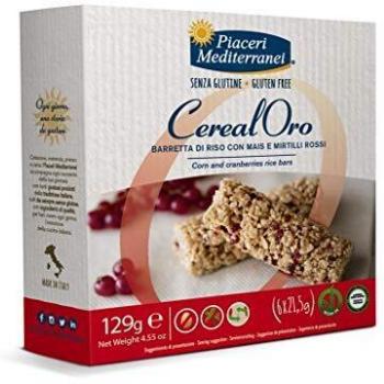 Barrita de Arroz y Maíz con Arándanos Rojos CerealOro Piaceri Mediterranei 129g Sin Gluten