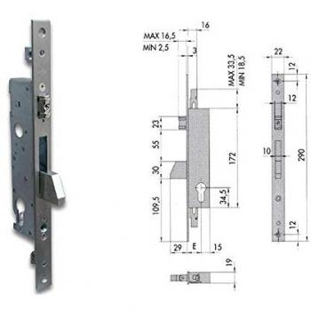 Cerradura CISA 46250-35 Infilable para Montaje en Catálogo de Basculantes de Aluminio