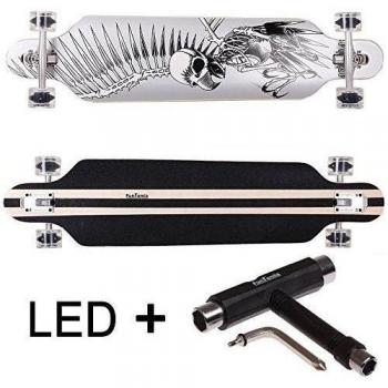 FunTomia® Freerider Longboard - 107cm x 26cm - rodamientos ABEC-11 - hecho con 9 capas de madera de arce