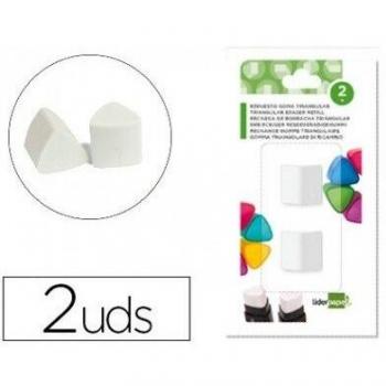 Repuesto goma liderpapel triangular con sacapuntas blister de 2 unidades