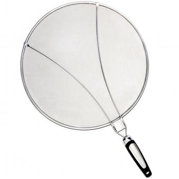 Philonext Protector de Pantalla antisalpicaduras de Acero Inoxidable con Mango Plegable de Silicona Apto para Muchas ollas, sartenes, Tapa a Prueba de Aceite, Plateado, 10