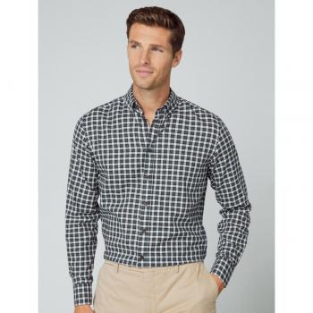 Camisa de hombre Hackett en verde oscuro con estampado de cuadros y corte slim