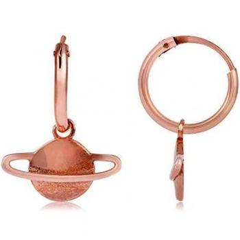 Córdoba Jewels | Pendientes en plata de ley 925 bañada en oro rosa con diseño Aritos Saturno Rose Gold