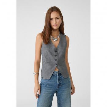 Stradivarius Mid Grey Contrast Fitted Cropped Waistcoat XL