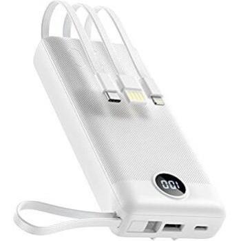 Power Bank 20000mAh，VEEKTOMX bateria portatil bateria Externa Cargador Portátil con 4 Cables de Carga Integrados,USB C Bateria Externa con 4 Salidas Compatible con Smartphones