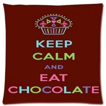 Levionlinesale No.1402 Keep Calm And Eat Chocolate Pillow Cover Decorative Pillows For Sofa