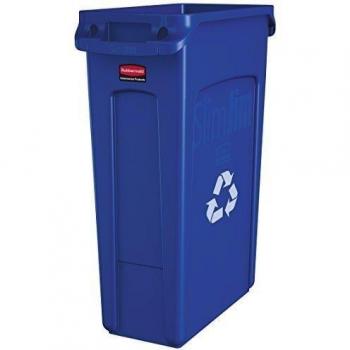 Rubbermaid Slim Jim Recycling Bin with Venting Channels W558xD279xH762mm 87 Litres Blue Ref 3540-07