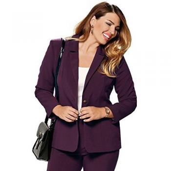 Americana Lisa Cierra por botón by Vencastyle,Rojo Vino,54