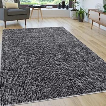 Alfombra de salón abstracta vintage suave, pelo largo felpa moderna, diámetro 160 cm, color gris